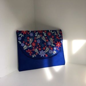 LOFT Blue Embroidered Clutch